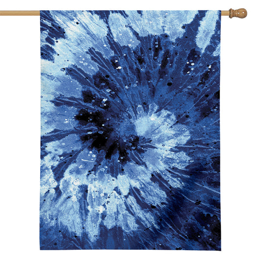 Blue And Black Tie Dye Print House Flag
