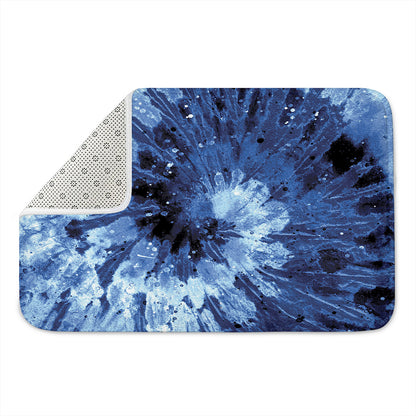 Blue And Black Tie Dye Print Indoor Door Mat