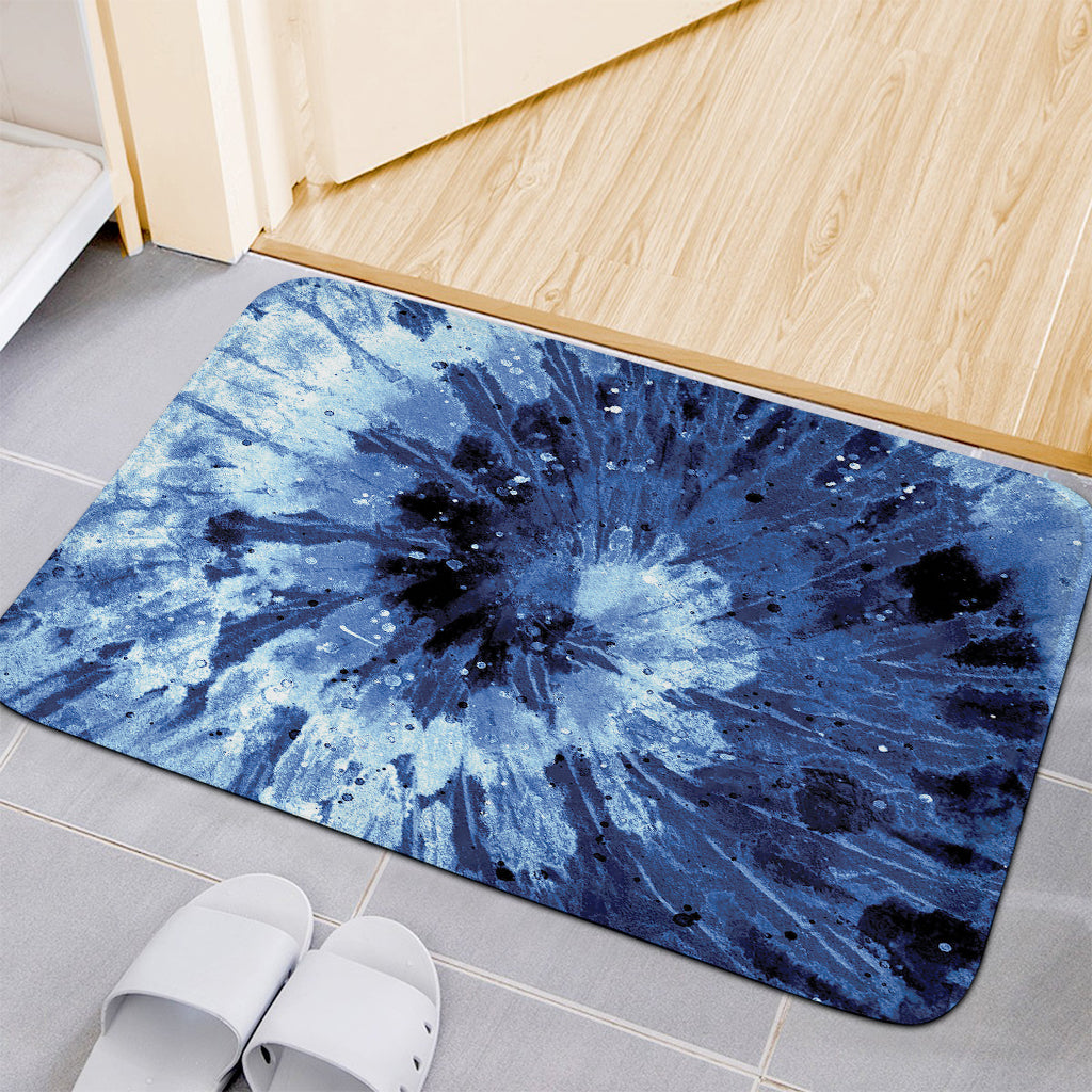 Blue And Black Tie Dye Print Indoor Door Mat