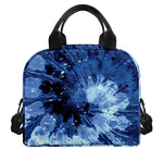 Blue And Black Tie Dye Print Insulated Lunch Bag