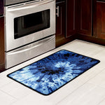 Blue And Black Tie Dye Print Kitchen Mat