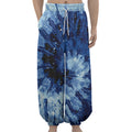 Blue And Black Tie Dye Print Lantern Pants