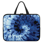 Blue And Black Tie Dye Print Laptop Sleeve With Handle