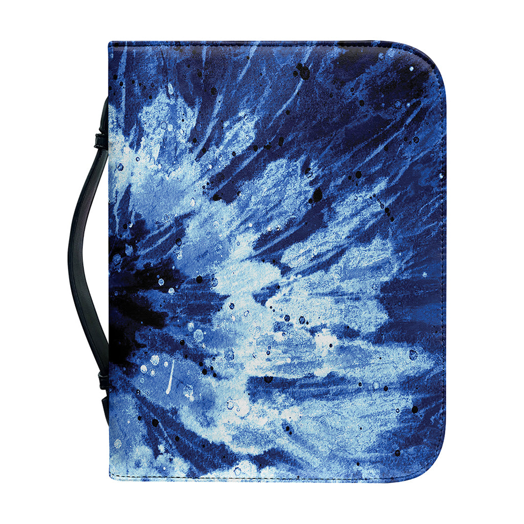 Blue And Black Tie Dye Print Leather Bible Cover