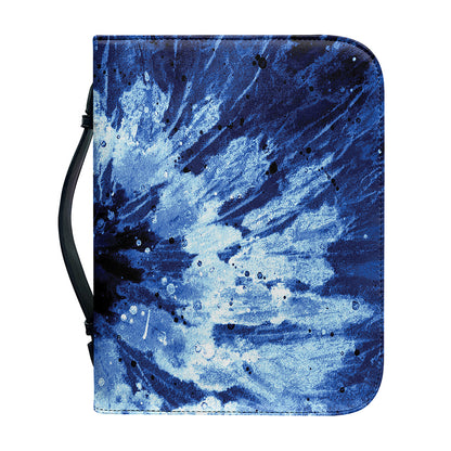 Blue And Black Tie Dye Print Leather Bible Cover