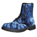 Blue And Black Tie Dye Print Lace-Up Boots