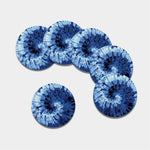 Blue And Black Tie Dye Print Leather Coaster Set