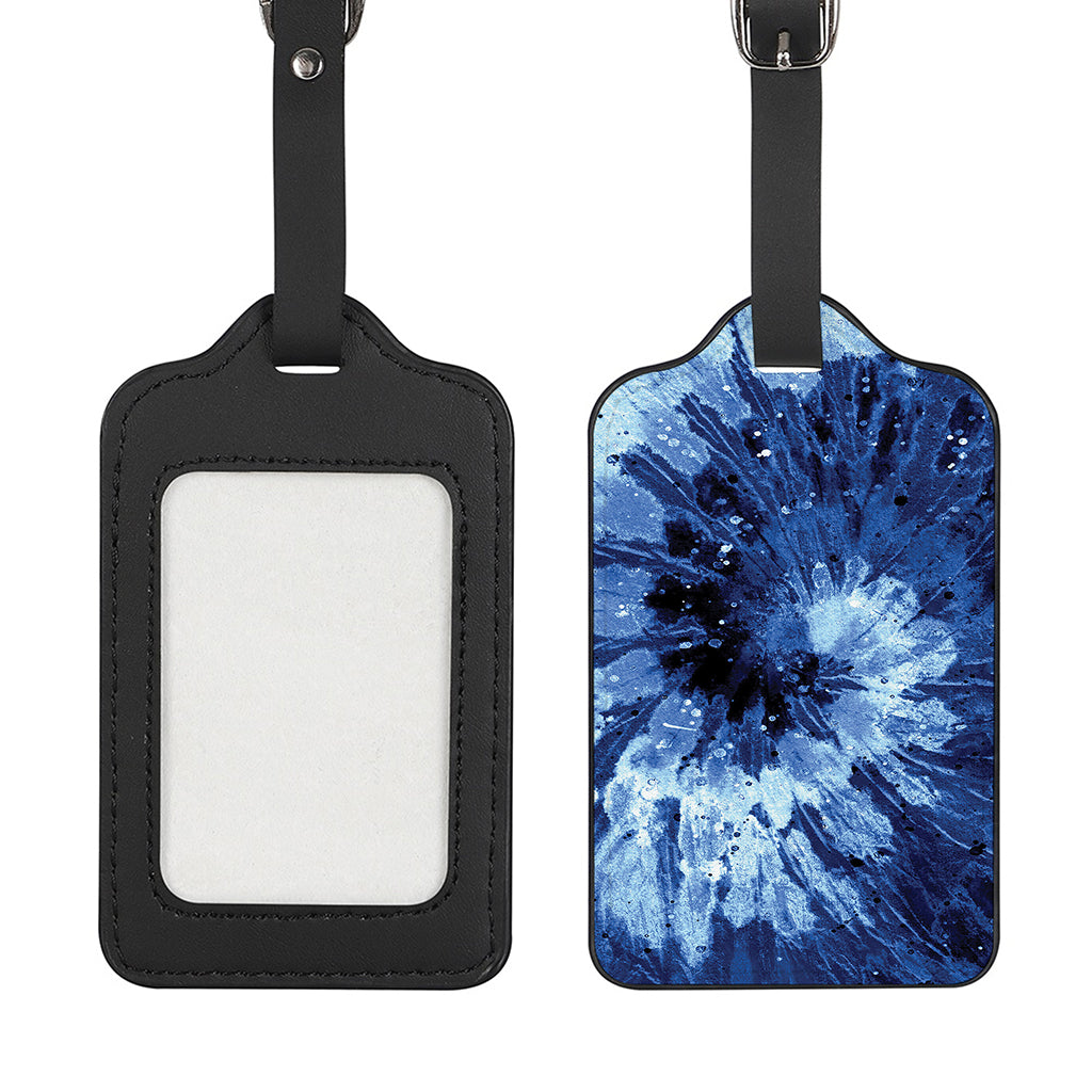 Blue And Black Tie Dye Print Luggage Tag