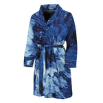 Blue And Black Tie Dye Print Men's Bathrobe