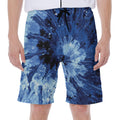 Blue And Black Tie Dye Print Men's Beach Shorts