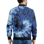 Blue And Black Tie Dye Print Men's Bomber Jacket