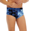 Blue And Black Tie Dye Print Men's Briefs