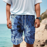 Blue And Black Tie Dye Print Men's Cargo Shorts