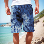Blue And Black Tie Dye Print Men's Cargo Shorts