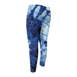 Blue And Black Tie Dye Print Men's Compression Pants