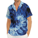 Blue And Black Tie Dye Print Men's Deep V-Neck Shirt