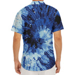 Blue And Black Tie Dye Print Men's Deep V-Neck Shirt
