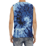 Blue And Black Tie Dye Print Men's Fitness Tank Top