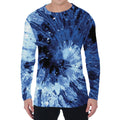 Blue And Black Tie Dye Print Men's Long Sleeve T-Shirt