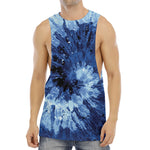 Blue And Black Tie Dye Print Men's Muscle Tank Top