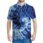 Blue And Black Tie Dye Print Men's Polo Shirt