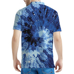 Blue And Black Tie Dye Print Men's Polo Shirt