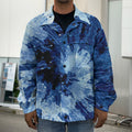 Blue And Black Tie Dye Print Men's Shirt Jacket
