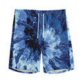 Blue And Black Tie Dye Print Men's Athletic Shorts