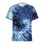 Blue And Black Tie Dye Print Men's Sports T-Shirt