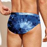 Blue And Black Tie Dye Print Men's Swim Briefs
