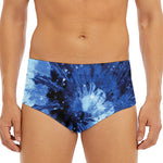 Blue And Black Tie Dye Print Men's Triangle Swim Briefs
