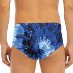 Blue And Black Tie Dye Print Men's Triangle Swim Briefs