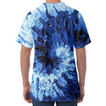 Blue And Black Tie Dye Print Men's Velvet T-Shirt
