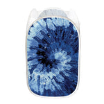Blue And Black Tie Dye Print Mesh Laundry Hamper