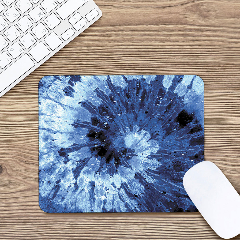 Blue And Black Tie Dye Print Mouse Pad
