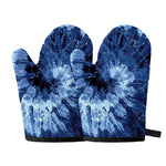 Blue And Black Tie Dye Print Oven Mitts
