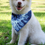 Blue And Black Tie Dye Print Over The Collar Dog Bandana