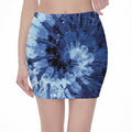 Blue And Black Tie Dye Print Pencil Mini Skirt