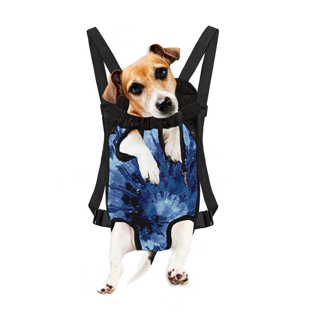 Blue And Black Tie Dye Print Pet Carrier Backpack