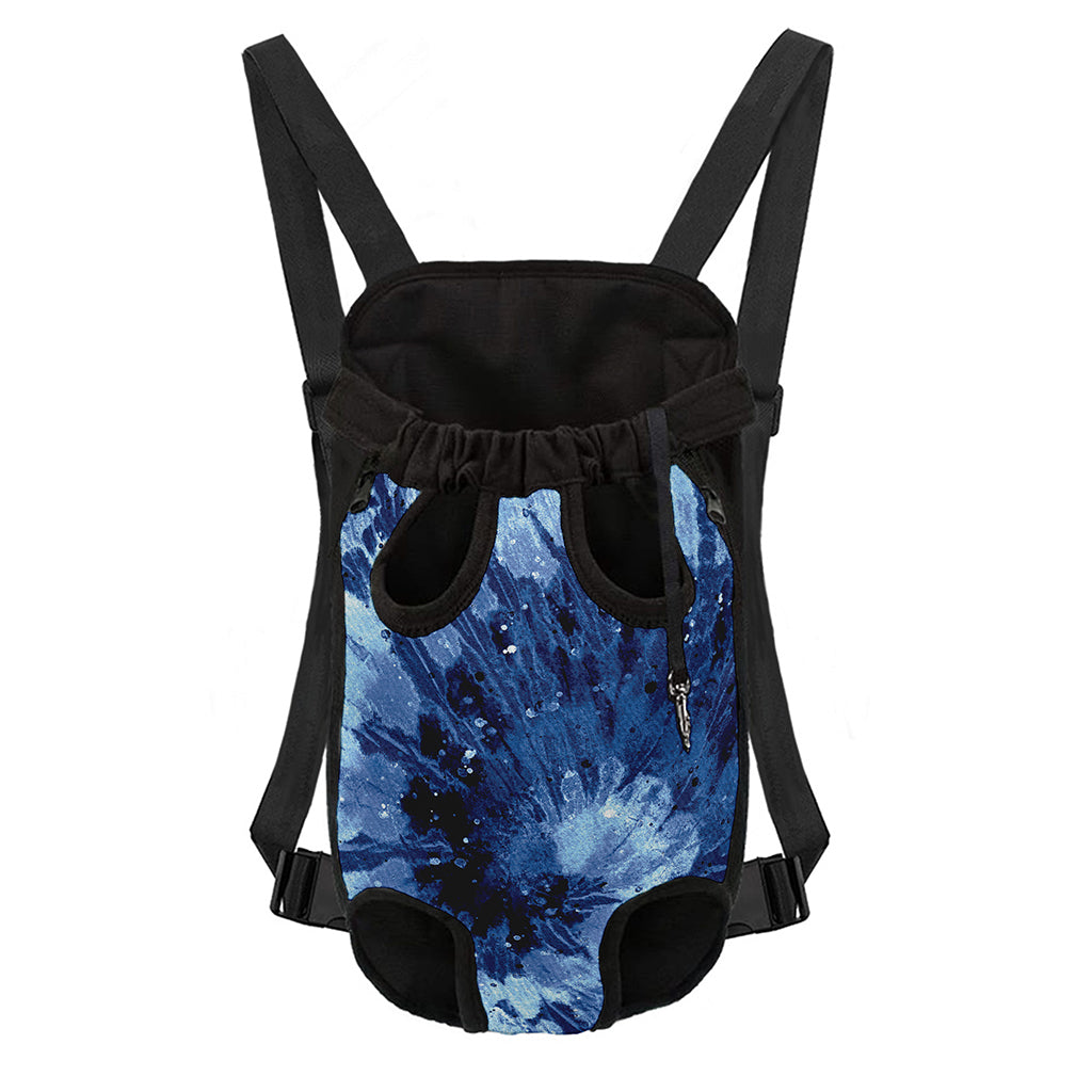 Blue And Black Tie Dye Print Pet Carrier Backpack