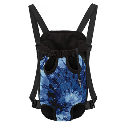 Blue And Black Tie Dye Print Pet Carrier Backpack