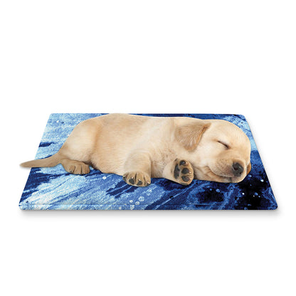 Blue And Black Tie Dye Print Pet Cooling Mat Cover
