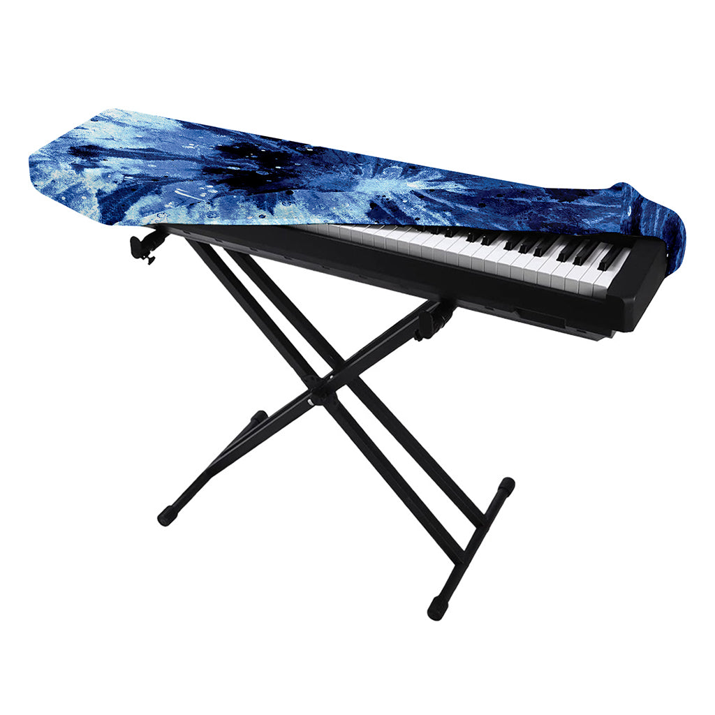 Blue And Black Tie Dye Print Piano Keyboard Cover