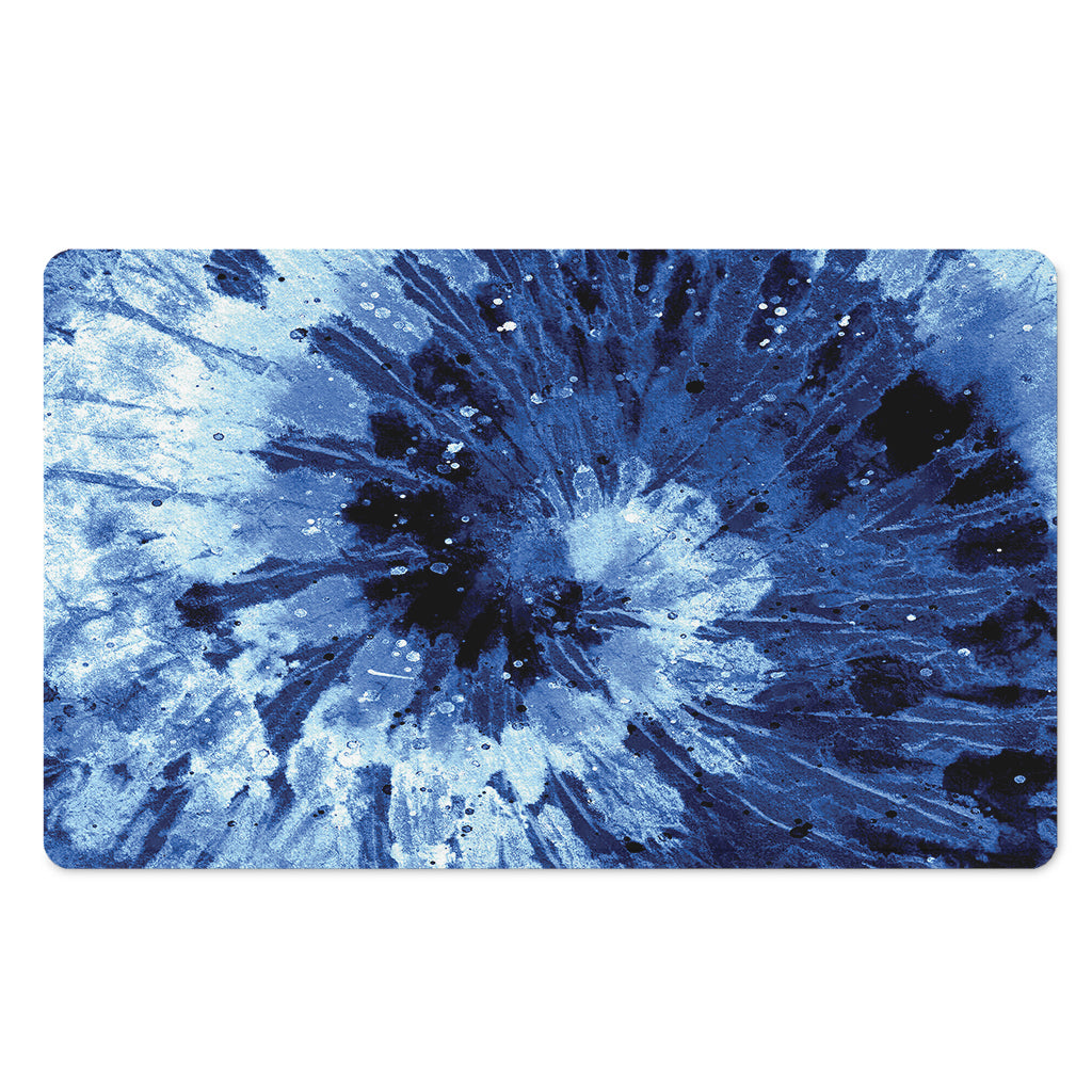 Blue And Black Tie Dye Print Polyester Doormat
