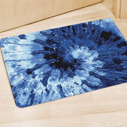 Blue And Black Tie Dye Print Polyester Doormat