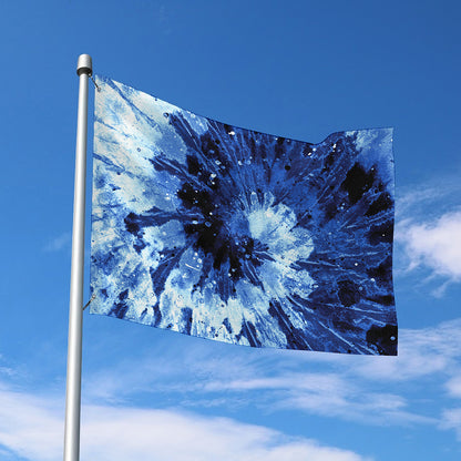 Blue And Black Tie Dye Print Polyester Flag