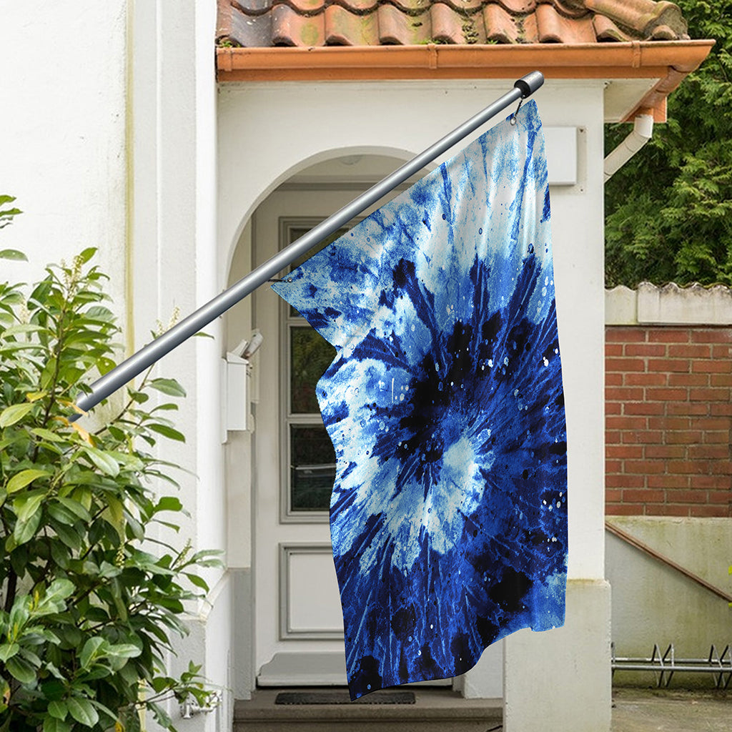 Blue And Black Tie Dye Print Polyester Flag