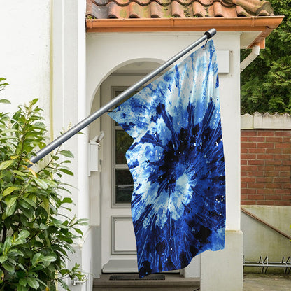 Blue And Black Tie Dye Print Polyester Flag