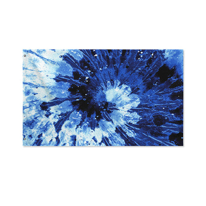Blue And Black Tie Dye Print Polyester Flag