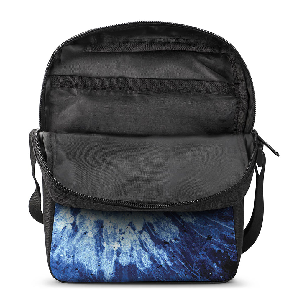 Blue And Black Tie Dye Print Rectangular Crossbody Bag